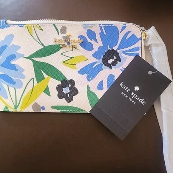 Kate Spade Lucy Spade Flower Festival Floral Small L-zip Wristlet NWT - Picture 2 of 5